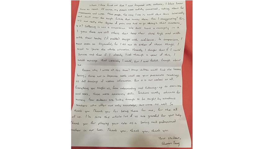 My Scoliosis Story : 11 (13-year-old girl from Malaysia)