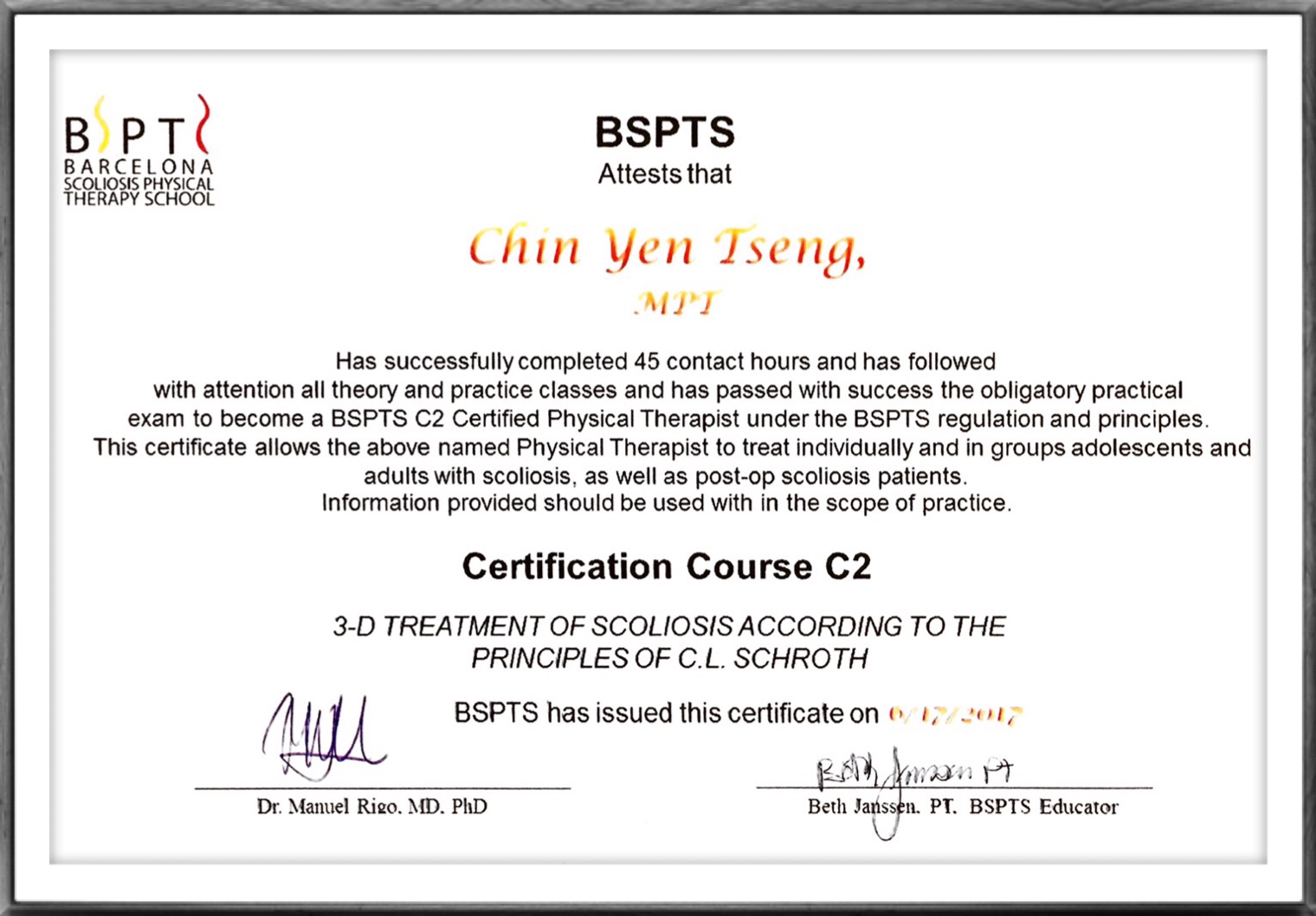 巴塞隆納 BSPTS 脊椎側彎治療學院 - 專治脊椎側彎、矯正脊椎側彎  | 挺立康脊椎側彎國際醫療中心